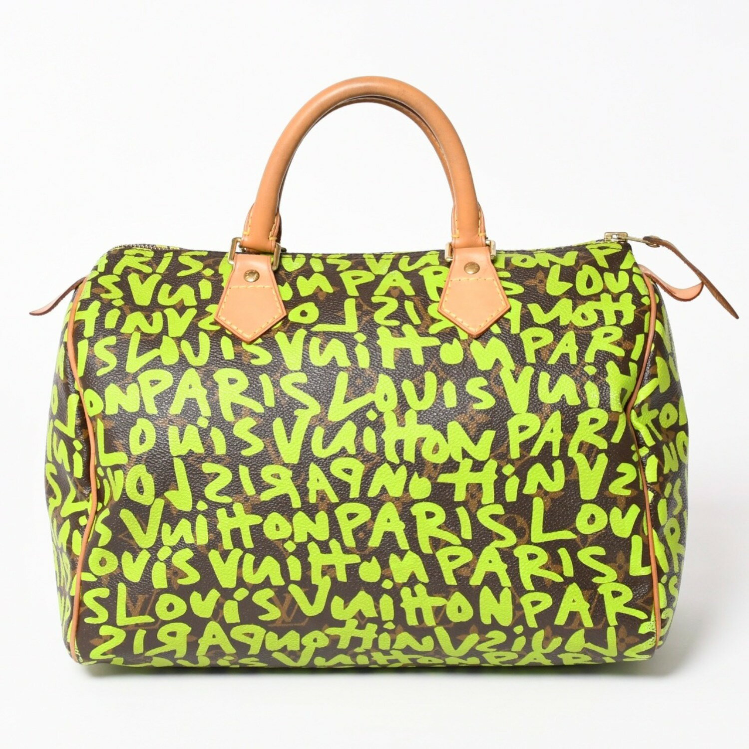 LOUIS VUITTON ルイヴィトン スピーディ30 ハンドバッグ モノグラムグラフィティ M93706 グリーン 美品 中古 4a003581