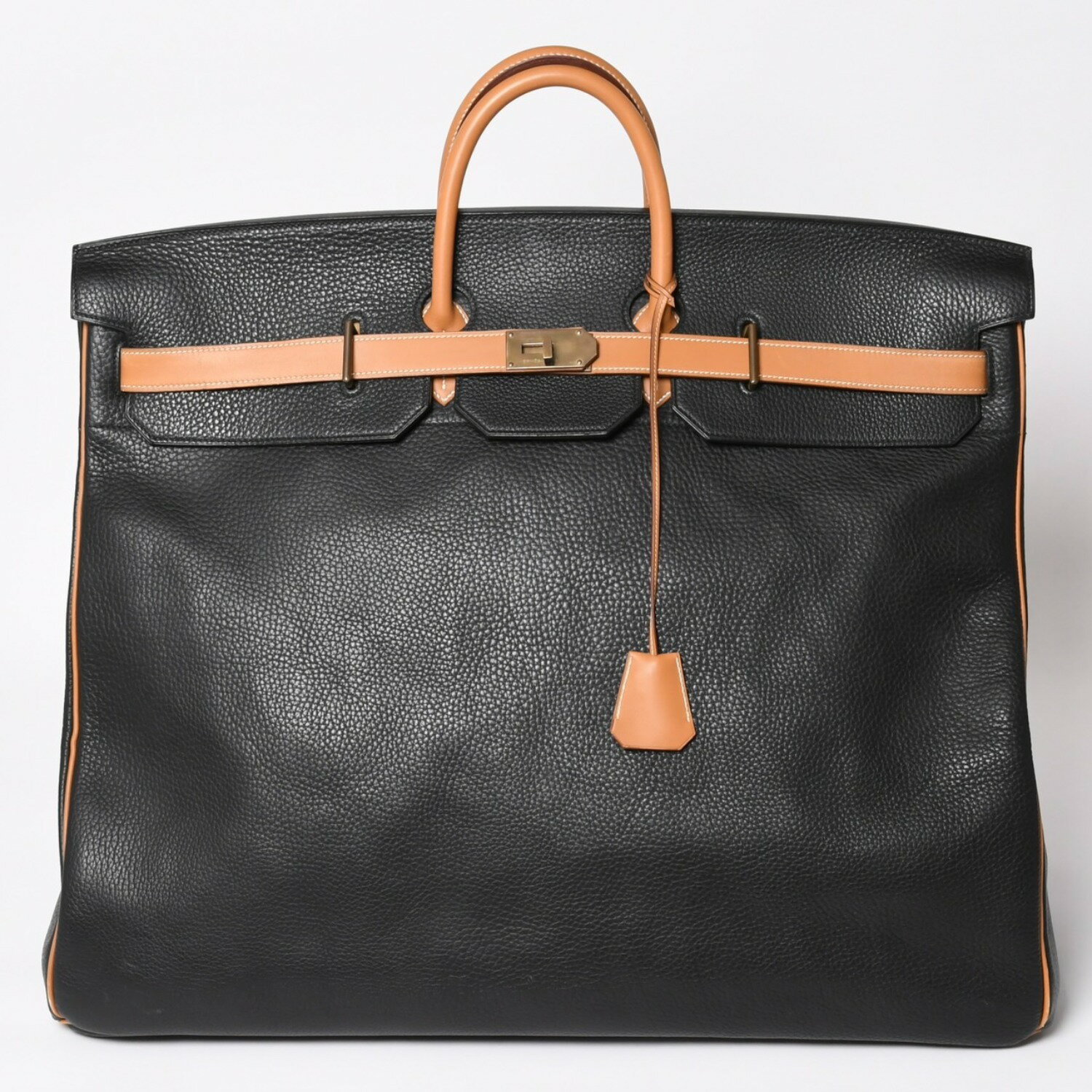 乐天商城 - HERMES エルメス オータクロア60 ハンドバッグ ○T刻印 フィヨルド ヴォーシャモニー ブラック ナチュラル ゴールド金具 美品 中古 4a003635