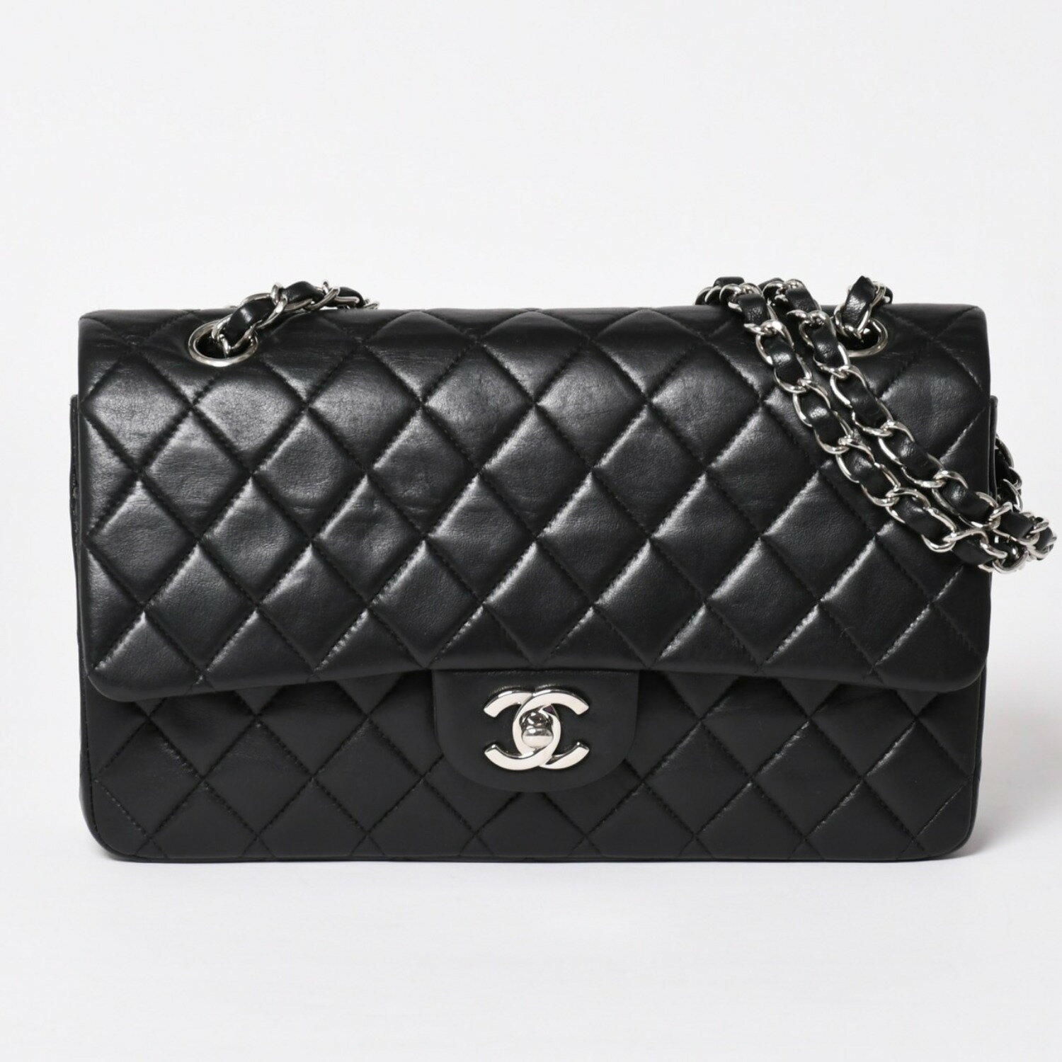 樂天商城 - 楽天Shopify商品名取込用 極美品 CHANEL シャネル マトラッセ25 Wフラップ Wチェーンショルダーバッグ 6番台 ラムスキン ココマーク ブラック シルバー金具 中古 4a003645 6
