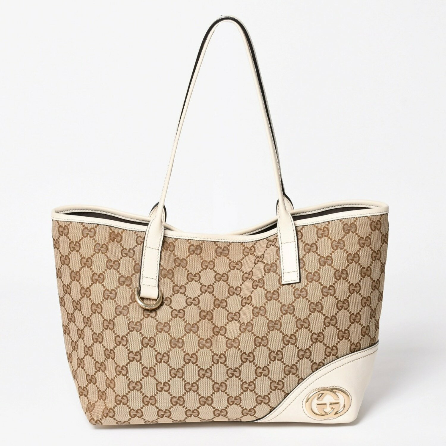 gucci///////////////\\\' - 極美品 GUCCI グッチ トートバッグ ハンドバッグ GGキャンバス レザー ベージュ ブラウン 169946 ゴールド金具 中古 4a003703