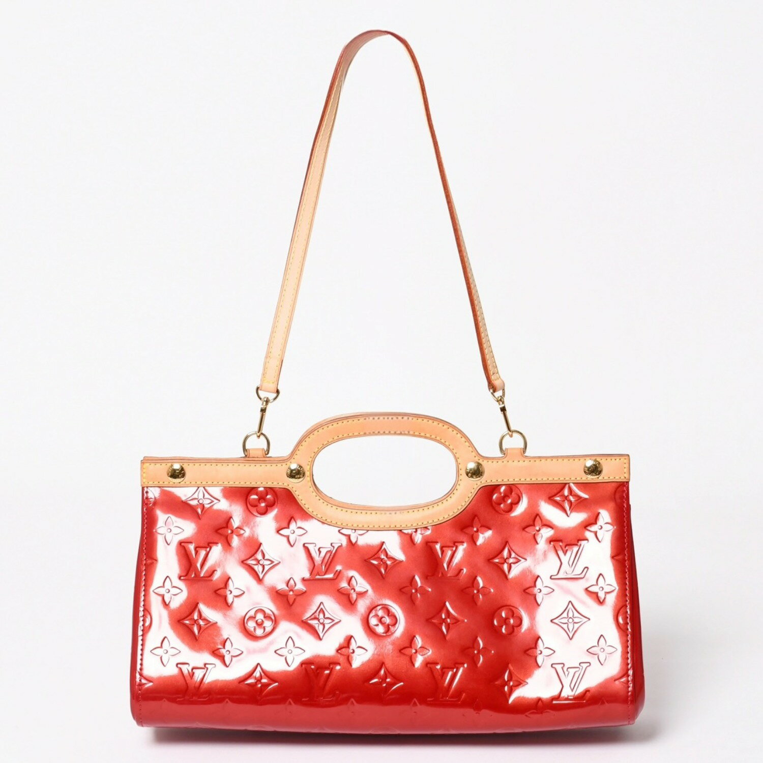 乐天商城 - 極美品 LOUIS VUITTON ルイヴィトン ロクスバリー ドライブ ハンドバッグ ワンショルダー M91987 モノグラムヴェルニ レッド ゴールド金具 中古 4a003477