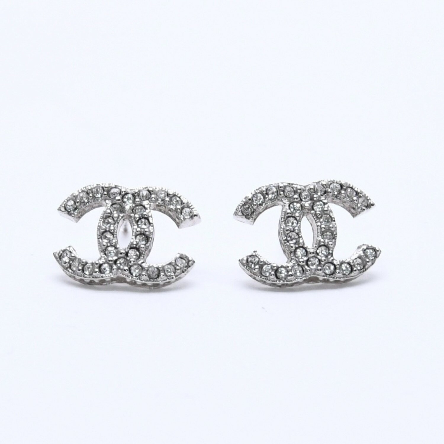 乐天商城 - CHANEL シャネル ココマーク ピアス 重量約1.58g B15C刻印 ラインストーン メタル シルバー クリア 両耳用 美品 中古 4a003147