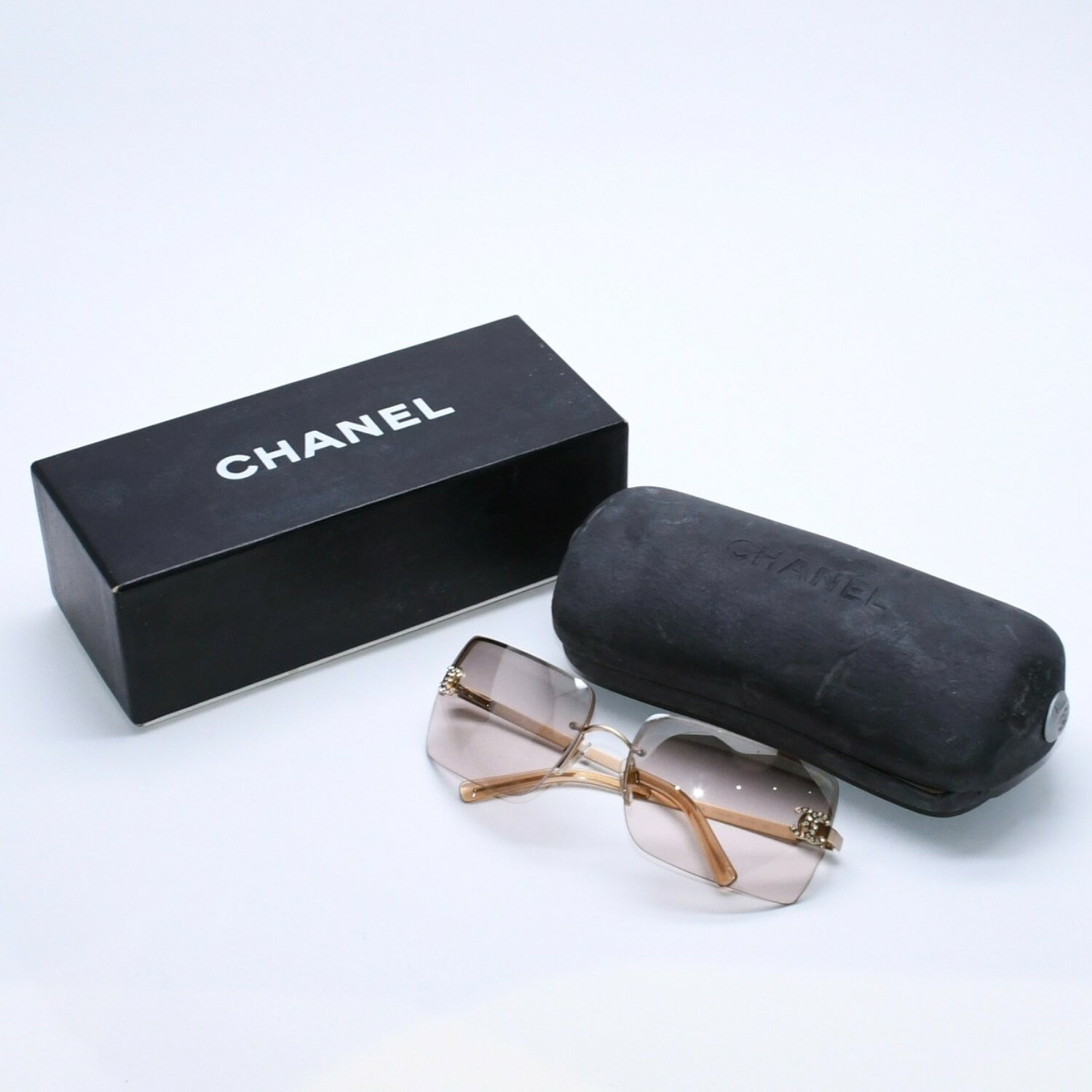 極美品 CHANEL シャネル サングラス Sunglasses 4092-B 62◻︎15 120 ゴールド ブラウン ココマーク ラインストーン 中古 4a003992