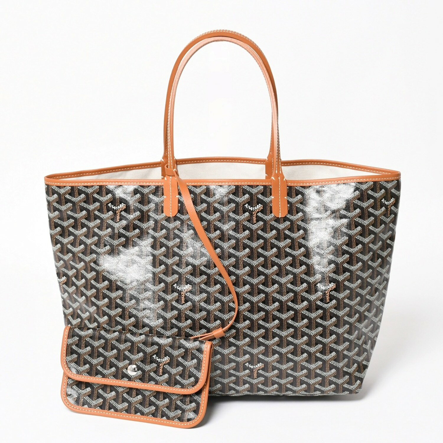 新品未使用 GOYARD ゴヤール サンルイPM バッグ トートバッグ STLCROPMLTY01CL03P ブラウン PVC レザー 中古 4a002824