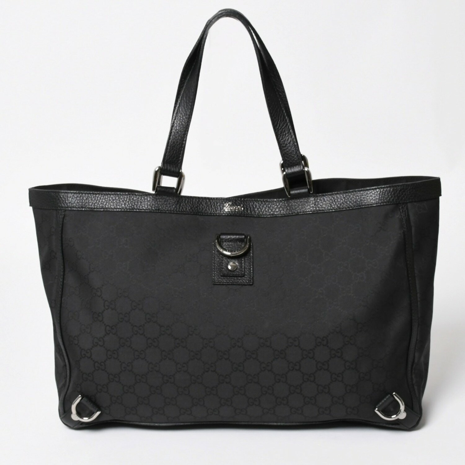 乐天商城 - 極美品 GUCCI グッチ トートバッグ ハンドバッグ Black ブラック GGナイロン シルバー金具 293580 中古 4a003027
