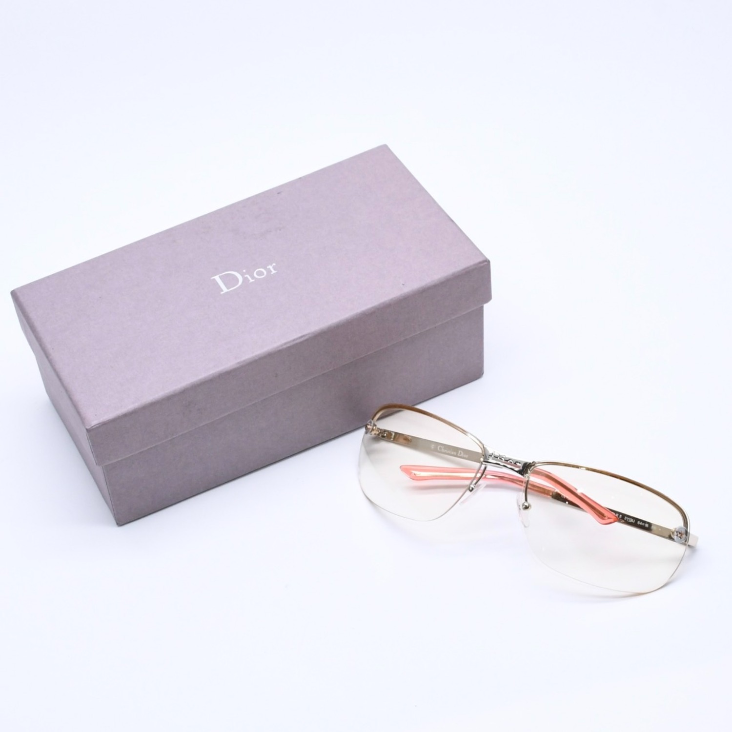 乐天商城 - Christian Dior クリスチャンディオール ADIORABLE 5 ハーフリム サングラス 3YGIJ サイズ64□16 115 シルバー イエロー 美品 中古 4a004434