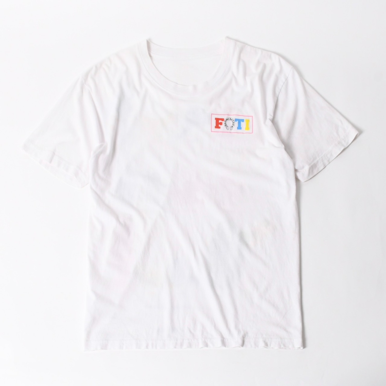 CHROME HEARTS クロムハーツ × FOTTI フォティ 半袖Tシャツ サイズL キャラクター ホワイト マルチカラー 美品 中古 4a005698
