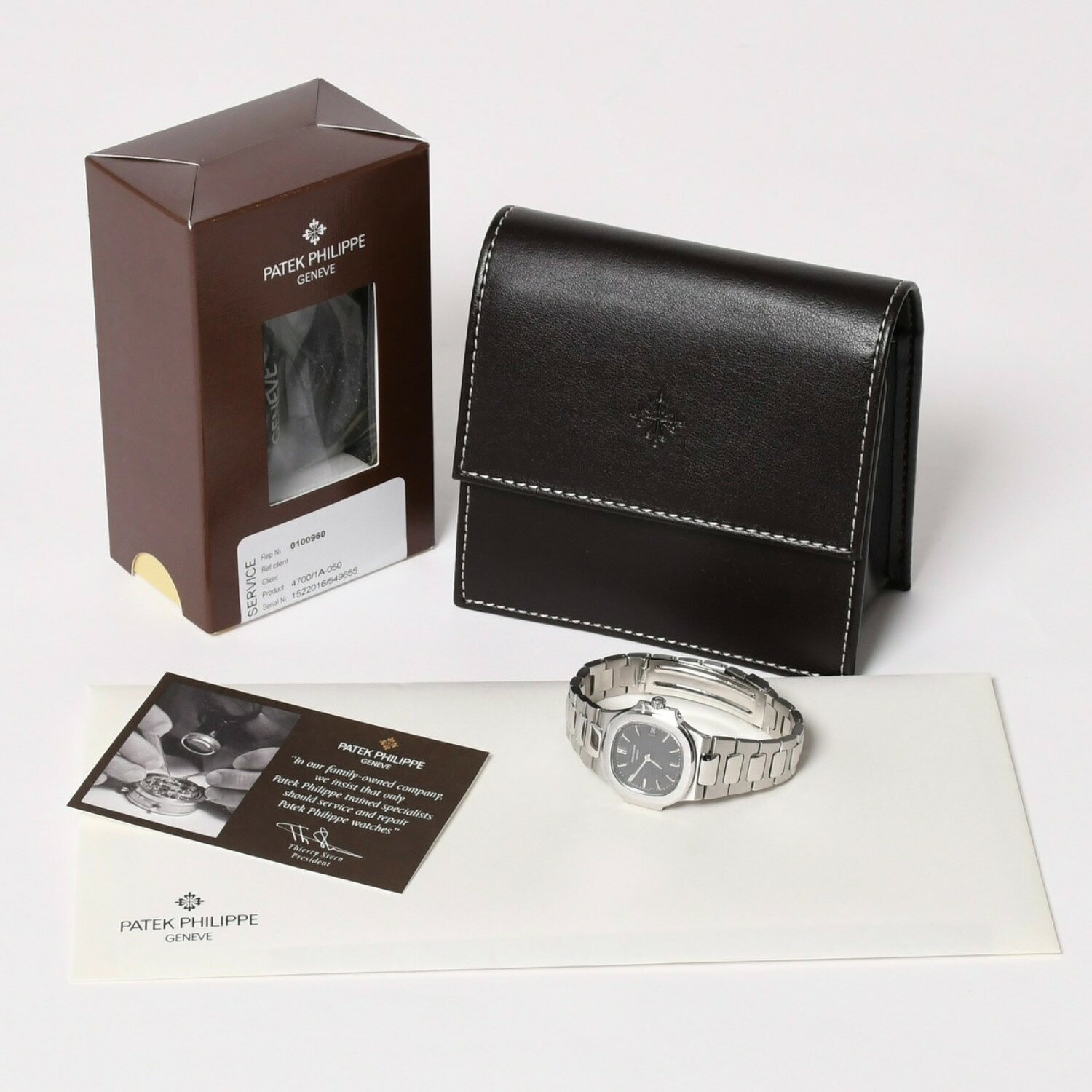 PATEK PHILIPPE パテック フィリップ NAUTILUS ノーチラス 腕時計 4700/1A-050 クォーツ ステンレススチール 黒文字盤 美品 中古 4a003975