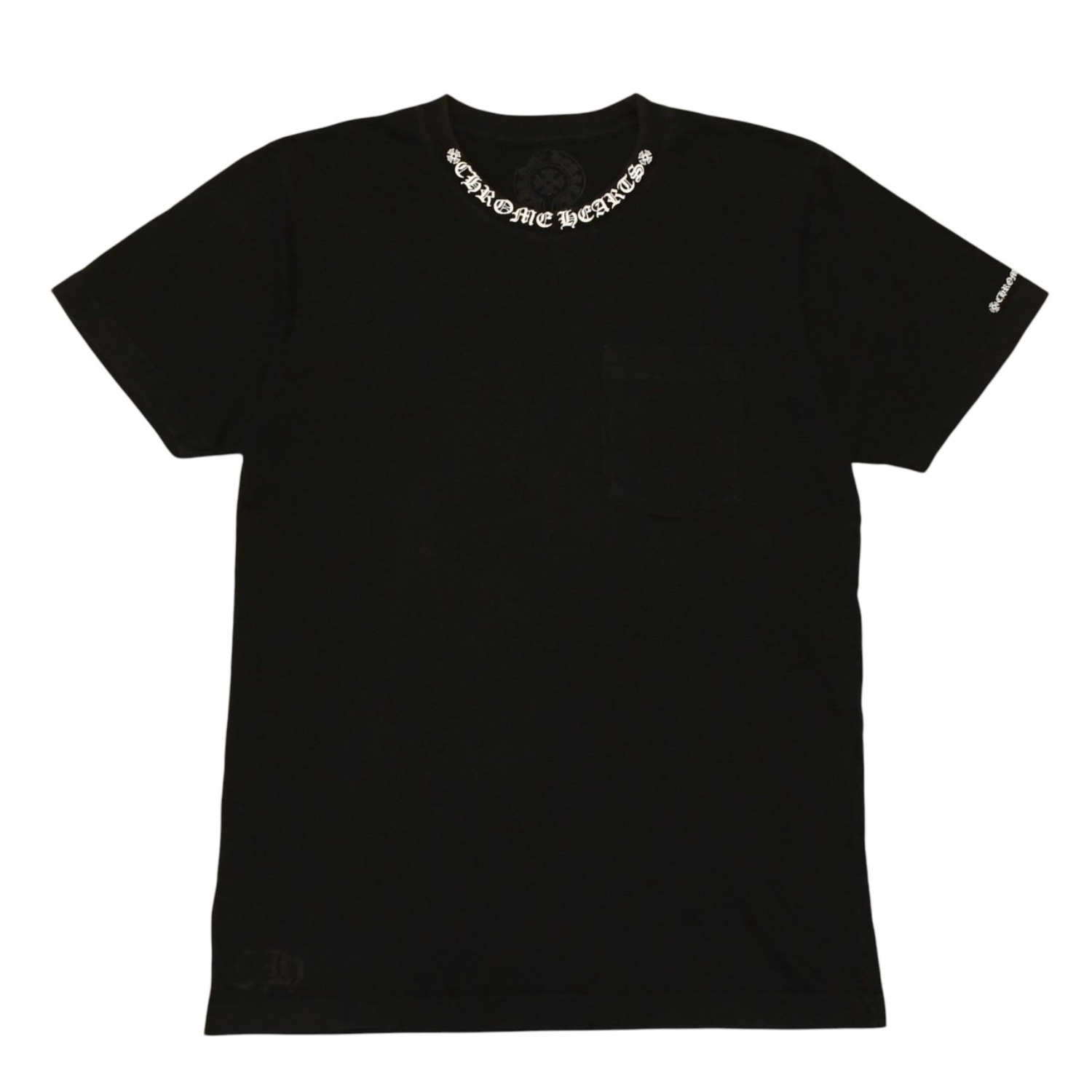 CHROME HEARTS クロムハーツ 半袖Tシャツ サイズM オールドイングリッシュ ネックロゴ スクロールラベル ブラック 美品 中古 4a006278
