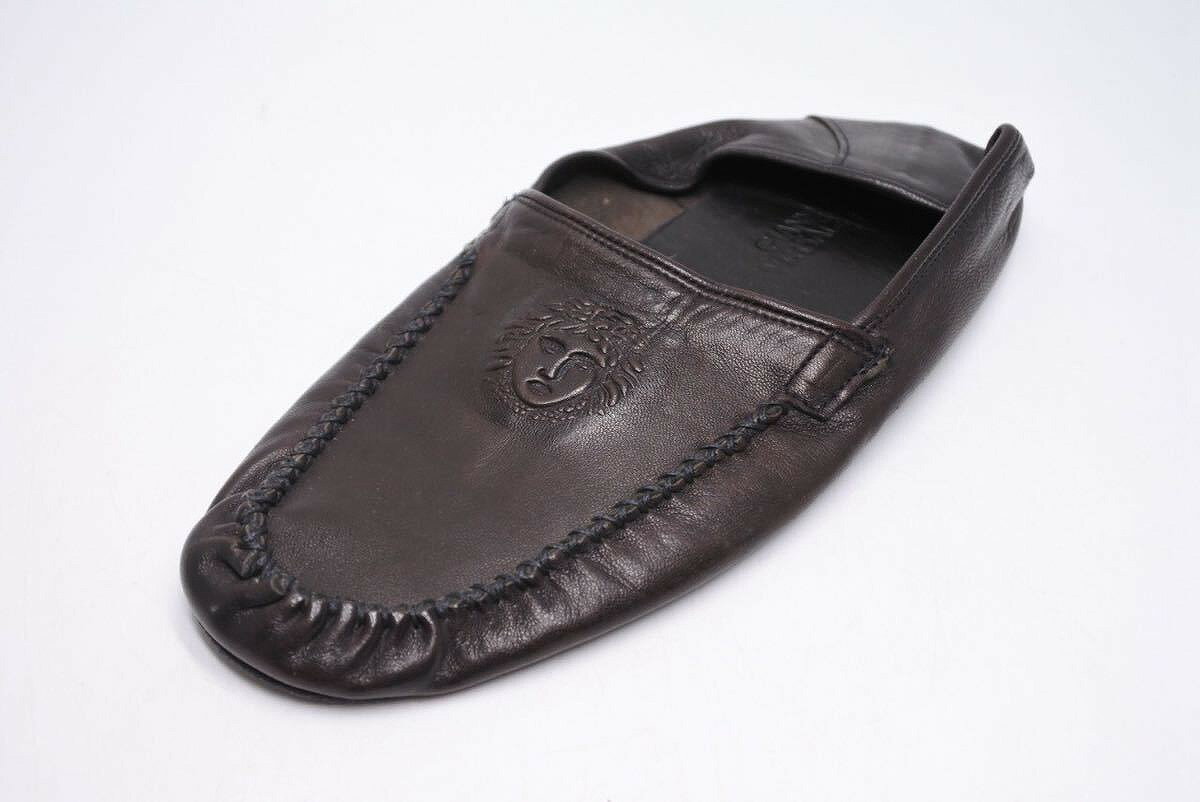 ◆[USED/中古]◆送料無料◆【中古】GIANNI VERSACE ジャン二ヴェルサーチ ルームシューズ スリッパ メデューサ 靴 ダークブラウン 保存袋付き 中古 11234◆【RCP】【中古】