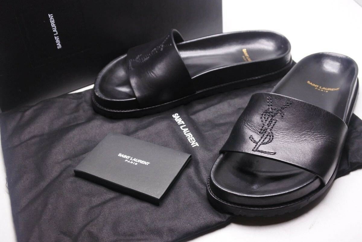 ◆[USED/中古]◆送料無料◆【美品】SAINT LAURENT PARIS サンローランパリ 18SS サンダル 500220 YSLロゴ ブラック レザー ラバー 36 レディース 美品 13078【RCP】【中古】