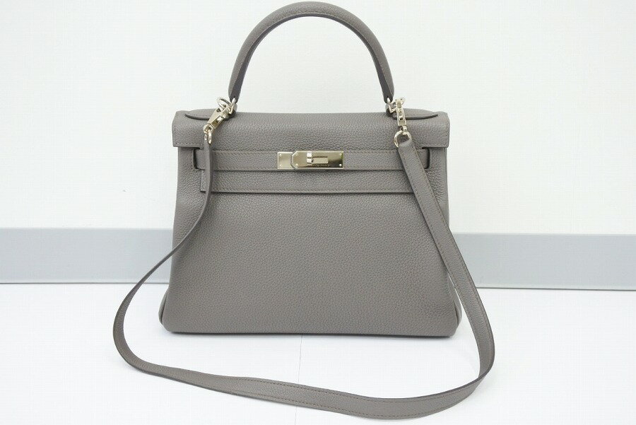 ◆[USED/中古]◆送料無料◆【美品】HERMES エルメス ケリー28　エタン　トゴ D刻　シルバー金具【中古】【RCP】