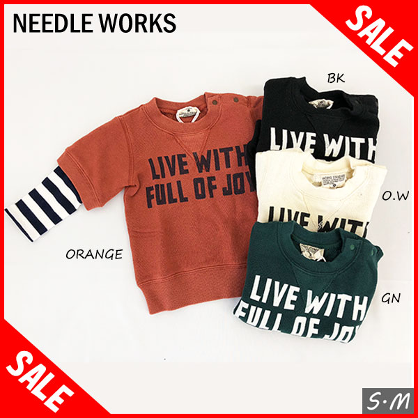 【40%OFF 秋冬セール】LAYERED SWEAT SHIRT　レイヤードスウェットシャツ【NEEDLE WORKS ニードルワークス トレーナー 18AW 子供服 トップス S M ママ 親子おそろい 女の子】