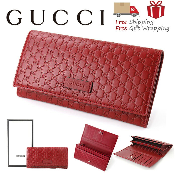 【1/30限定 ポイント最大21倍】(通常1倍+自店舗4倍+SPU13倍+39 1倍+カード2倍) GUCCI グッチ 長財布 449396 レッド 新品 ギフトラッピング プレゼント 無料ラッピング対応可!