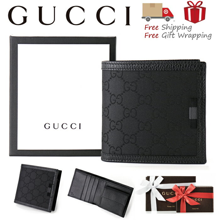 【8/25限定 ポイント最大21倍】(通常1倍+自店舗4倍+SPU13倍+39 1倍+カード2倍)　GUCCI グッチ 2つ折り財布 ブラック 150413 新品ギフト ラッピング プレゼント プレゼント ギフト 贈り物 無料 ラッピング 包装