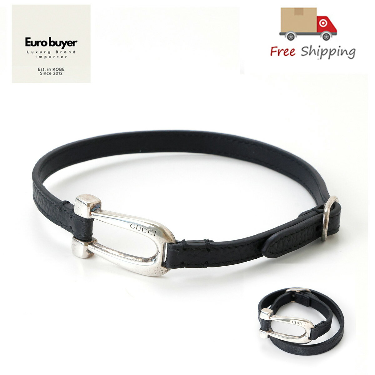 【3/4 20時から ポイント最大29倍】(通常1倍+自店舗4倍+SPU13倍+39 1倍+買い回り9倍+ラクマ1倍) GUCCI グッチ 759751 ダブル レザー ブレスレット 新品 ギフト プレゼント