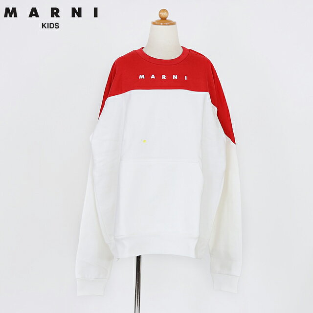マルニ（MARNI KID）キッズ 訳あり スウェット・トレーナー ホワイト系 バイカラーマフポケットロゴトレーナー （サイズ/12Y/14Y）*ad0007
