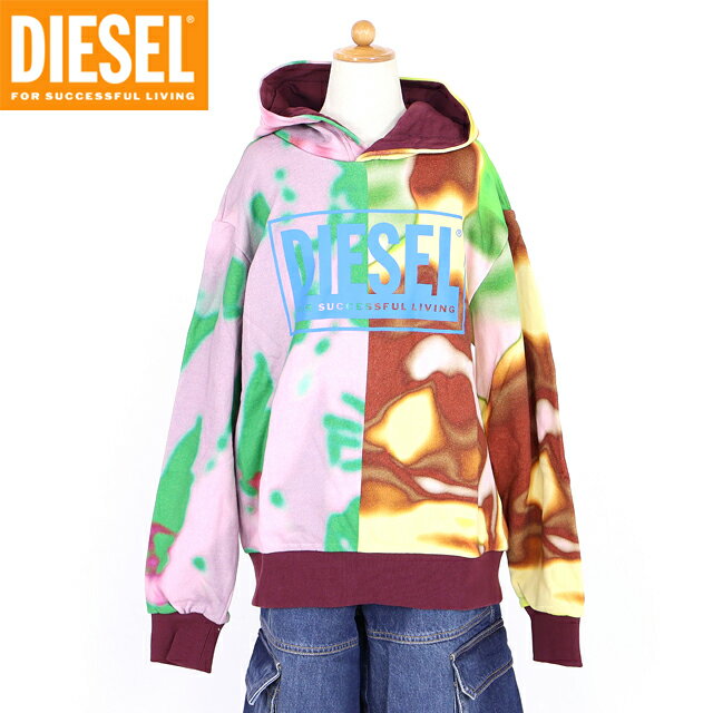 ディーゼル（DIESEL JUNIOR）ジュニア 訳あり パーカー マルチカラー系 ロゴ×総柄プルオーバーパーカー （サイズ/14Y） ak0010