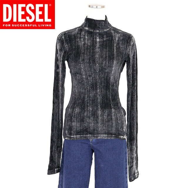 乐天商城 - ディーゼル（DIESEL）レディース 訳あり ニット ブラック系 　T-SLIMY 袖×サイドライン切替スタンドカラートップス （サイズ/S）*al0053
