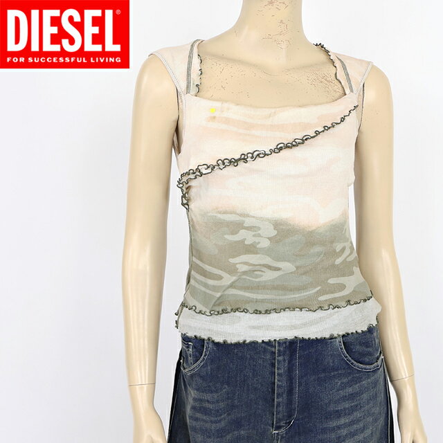 ディーゼル（DIESEL）レディース 訳あり タンクトップ ベージュ系 T-JANET カモフラ柄グラデーノースリ （サイズ/M）*al0060