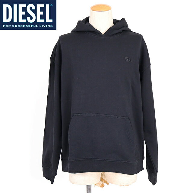 ディーゼル（DIESEL）メンズ 訳あり パーカー プルオーバー ブラック系 Dプリントフーディー （サイズ/M）*am0042