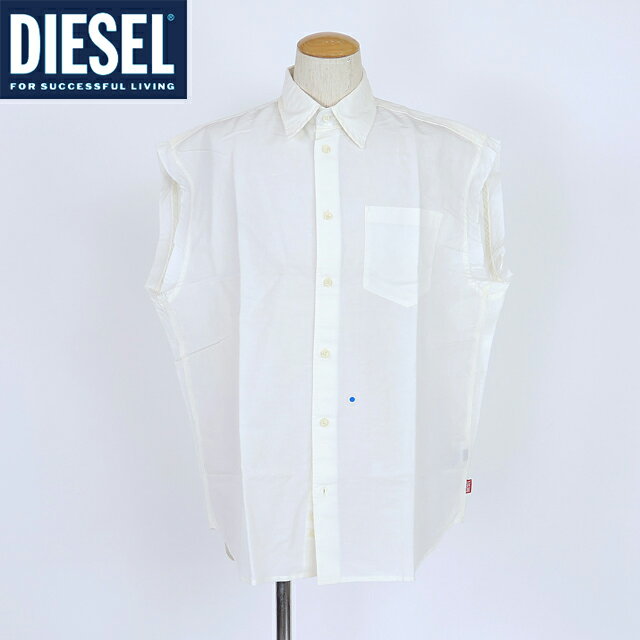 ディーゼル（DIESEL）メンズ 訳あり カジュアルシャツ ホワイト系 ビックシルエットノースリブラウス （サイズ/44）*am0046