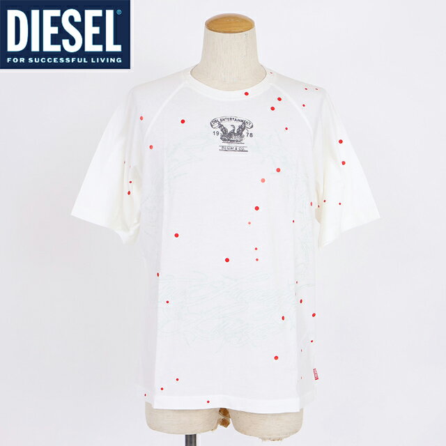 乐天商城 - ディーゼル（DIESEL）メンズ 訳あり Tシャツ 半袖 ホワイト系 プリント半袖Tシャツ （サイズ/S/L）*am0057