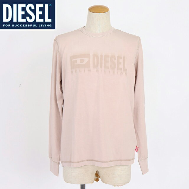 樂天商城 - ディーゼル（DIESEL）メンズ 訳あり Tシャツ 長袖 ベージュ系 ロゴプリント長袖Tシャツ （サイズ/S/L）*am0070