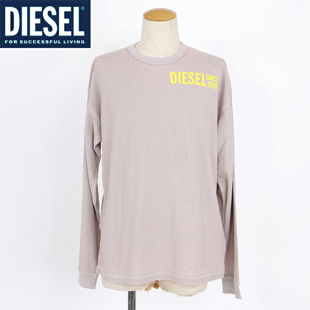樂天商城 - ディーゼル（DIESEL）メンズ 訳あり Tシャツ 長袖 グレー系 ロゴプリントワッフル長袖Tシャツ （サイズ/XL）*am0071