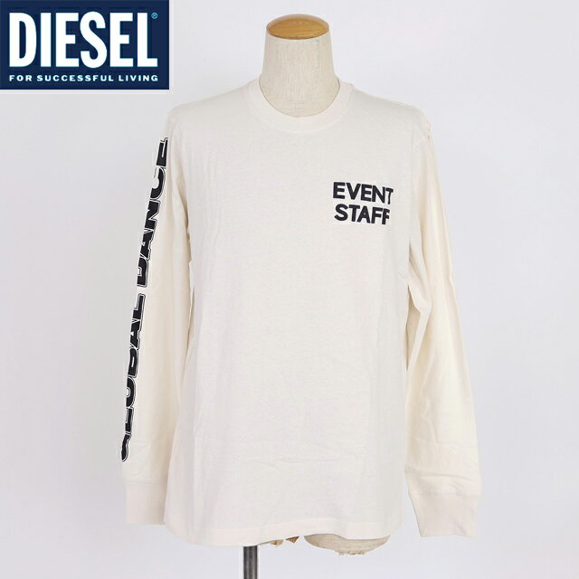 樂天商城 - ディーゼル（DIESEL）メンズ 訳あり Tシャツ 長袖 ホワイト系 発泡プリント長袖Tシャツ （サイズ/M）*am0075
