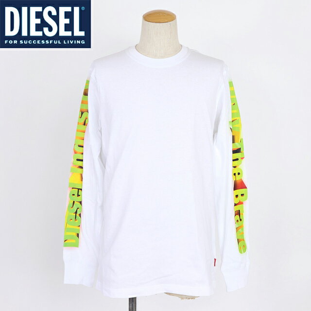 ディーゼル（DIESEL）メンズ 訳あり Tシャツ 長袖 ホワイト系 アースプリント長袖Tシャツ （サイズ/M）*am0079