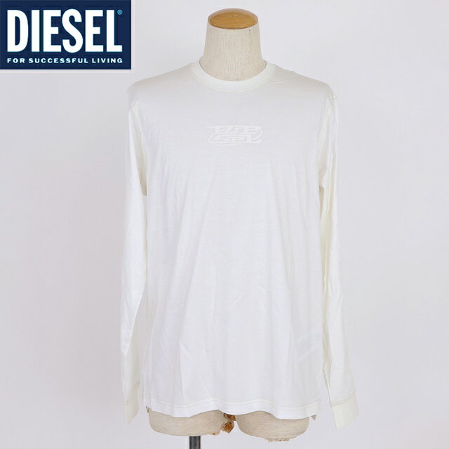 樂天商城 - ディーゼル（DIESEL）メンズ 訳あり Tシャツ 長袖 ホワイト系 ロゴラバープリント長袖Tシャツ （サイズ/M/XL）*am0080