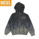 ディーゼル(DIESEL JUNIOR)ジュニア 訳あり パーカー ブラック系 ダメージ加工 ジップアップ (サイズ/8Y)*bk0021