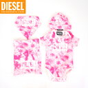 ディーゼル(DIESEL BABY)ベビー 訳あり カバーオール・ロンパース ピンク系 スタイ・帽子の3点セット (サイズ/6M)*bk0036