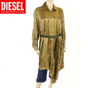 ディーゼル(DIESEL)レディース 訳あり ワンピース ミディアム ブラウン系 光沢あり 裾は斜めカット (サイズ/XS/S)*bl0030