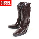 ディーゼル(DIESEL)レディース 訳あり ウエスタンブーツ レッド系 ワイン レザー使い イタリア製 (サイズ/39)*bl2016