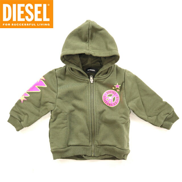 ディーゼル（DIESEL BABY）ベビー 訳あり パーカー カーキ系 ジップアップ （サイズ/12M/24M） ck0006