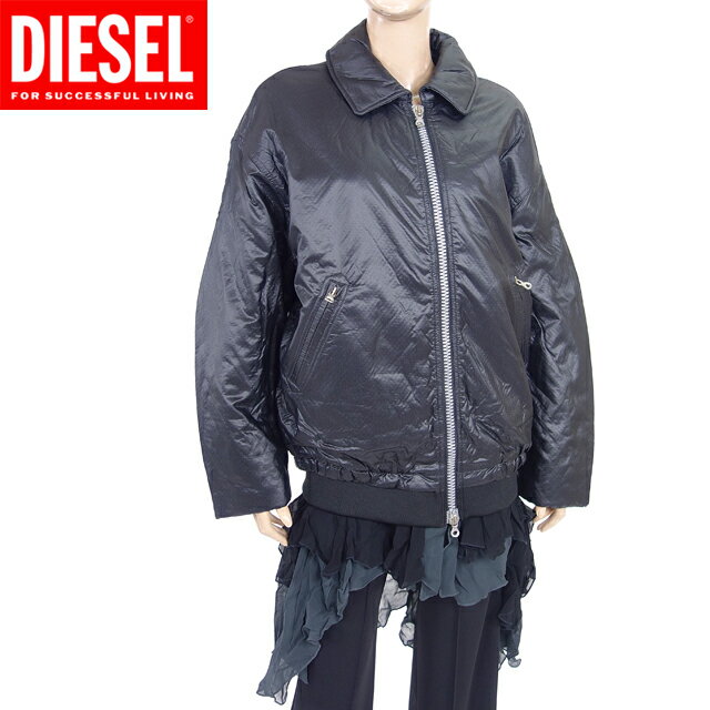 ディーゼル（DIESEL）レディース 訳あり 中綿入りジャンパー ブラック系 　重ね着風 （サイズ/36/38）*cl0006