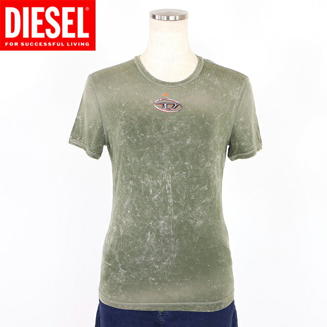 樂天商城 - ディーゼル（DIESEL）レディース 訳あり 半袖Tシャツ カーキ系 T-UNCUTIES　ラバーロゴプリントタイダイ半袖Tシャツ （サイズ/S）*cl0013