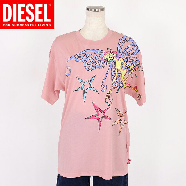 樂天商城 - ディーゼル（DIESEL）レディース 訳あり 半袖Tシャツ ピンク系 T-BUXT　プリントオーバーサイズ半袖Tシャツ （サイズ/XS）*cl0014