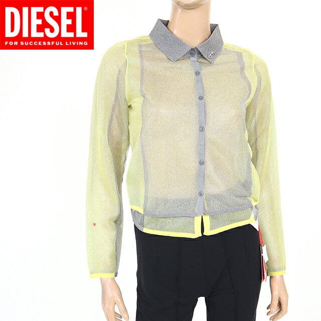 ディーゼル（DIESEL）レディース 訳あり カットソー イエロー系 　ラメ入り 2枚重ね （サイズ/S/M/L）*cl0035