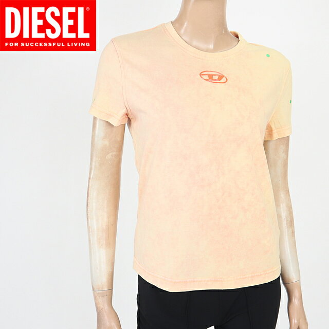 ディーゼル（DIESEL）レディース 訳あり 半袖Tシャツ 無地 オレンジ系 　ムラ染 ロゴマーク （サイズ/S/M）*cl0062