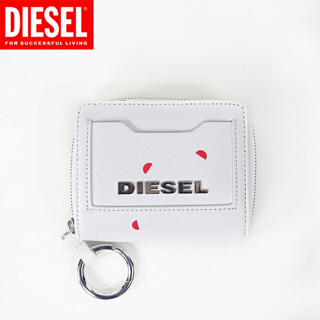 ディーゼル 革二つ折り財布 メンズ ディーゼル（DIESEL）レディース 訳あり 二つ折り財布（小銭入れあり） ホワイト系 　レザー使い チャーム付き （サイズ/UNI）*cl3051