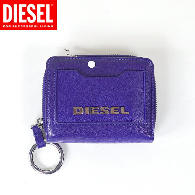 ディーゼル 革二つ折り財布 メンズ ディーゼル（DIESEL）レディース 訳あり 二つ折り財布（小銭入れあり） ブルー系 　レザー使い チャーム付き （サイズ/UNI）*cl3052