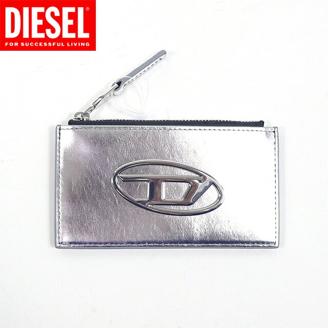 ディーゼル 定期入れ メンズ ディーゼル（DIESEL）レディース 訳あり カードケース シルバー系 　レザー使い コインケース付き （サイズ/UNI）*cl3139