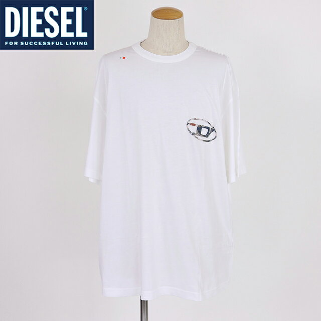 樂天商城 - ディーゼル（DIESEL）メンズ 訳あり Tシャツ 半袖 ホワイト系 T-WASH-L6 D×アースプリント半袖Tシャツ （サイズ/XL）*cm0003