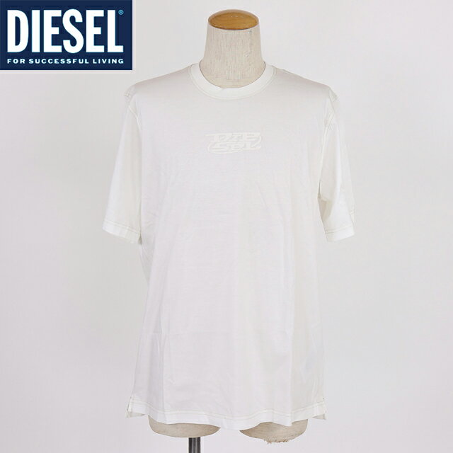 ディーゼル（DIESEL）メンズ 訳あり Tシャツ 半袖 ホワイト系 T-MUST-SLITS ロゴラバープリント半袖Tシャツ （サイズ/L）*cm0004