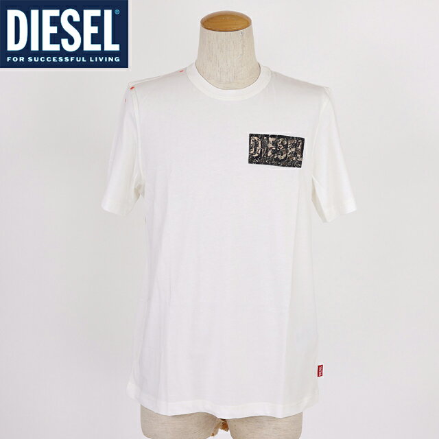 乐天商城 - ディーゼル（DIESEL）メンズ 訳あり Tシャツ 半袖 ホワイト系 T-ADJUST-R19 ロゴワッペンポイント半袖Tシャツ （サイズ/S/M/L）*cm0011