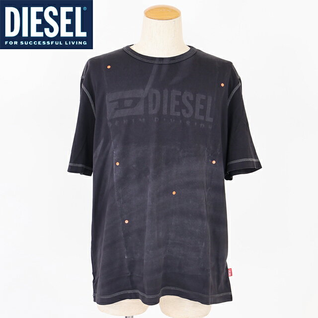 乐天商城 - ディーゼル（DIESEL）メンズ 訳あり Tシャツ 半袖 ブラック系 TADJUST-R13 ロゴプリント半袖Tシャツ （サイズ/L）*cm0022