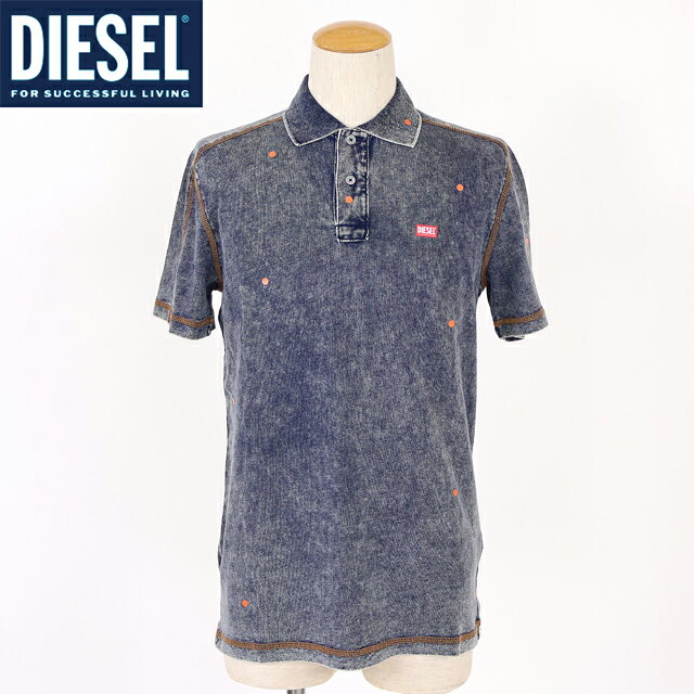 乐天商城 - ディーゼル（DIESEL）メンズ 訳あり ポロシャツ 半袖 ネイビー系 T-SWIND ロゴプリントポイントポロシャツ （サイズ/S/M）*cm0033
